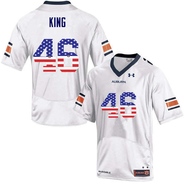 Men's Auburn Tigers #46 Caleb King USA Flag Fashion White College Stitched Football Jersey